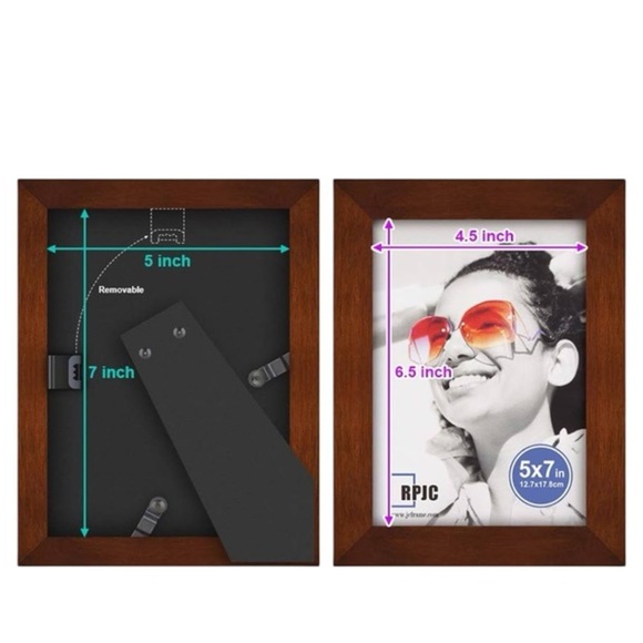 5x7 Solid Wood Picture Frame High Def Glass Table Top‎ Display & Wall Mount - Picture 6 of 7